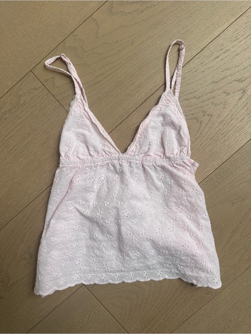 Edikted Pale Pink Eyelet Camisole with Bright Pink Logo Tag